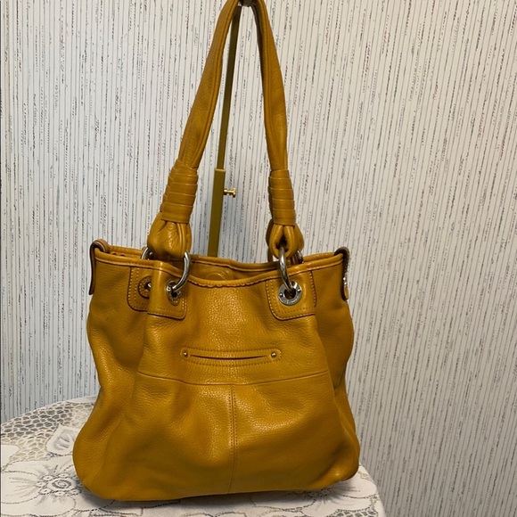 B Makowsky Durango Leather Hobo Shoulder Handbag Cheetah Print Mustard Tan Bag - Picture 7 of 16